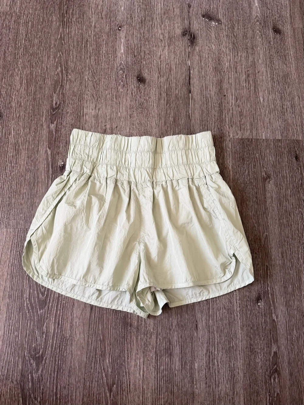 Free People Pale Green High-Rise Athletic Shorts